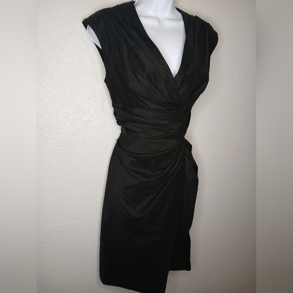 Suzi Chin for Maggy Boutique Asymmetrical Black Cocktail Dress Size 6 - Picture 4 of 9
